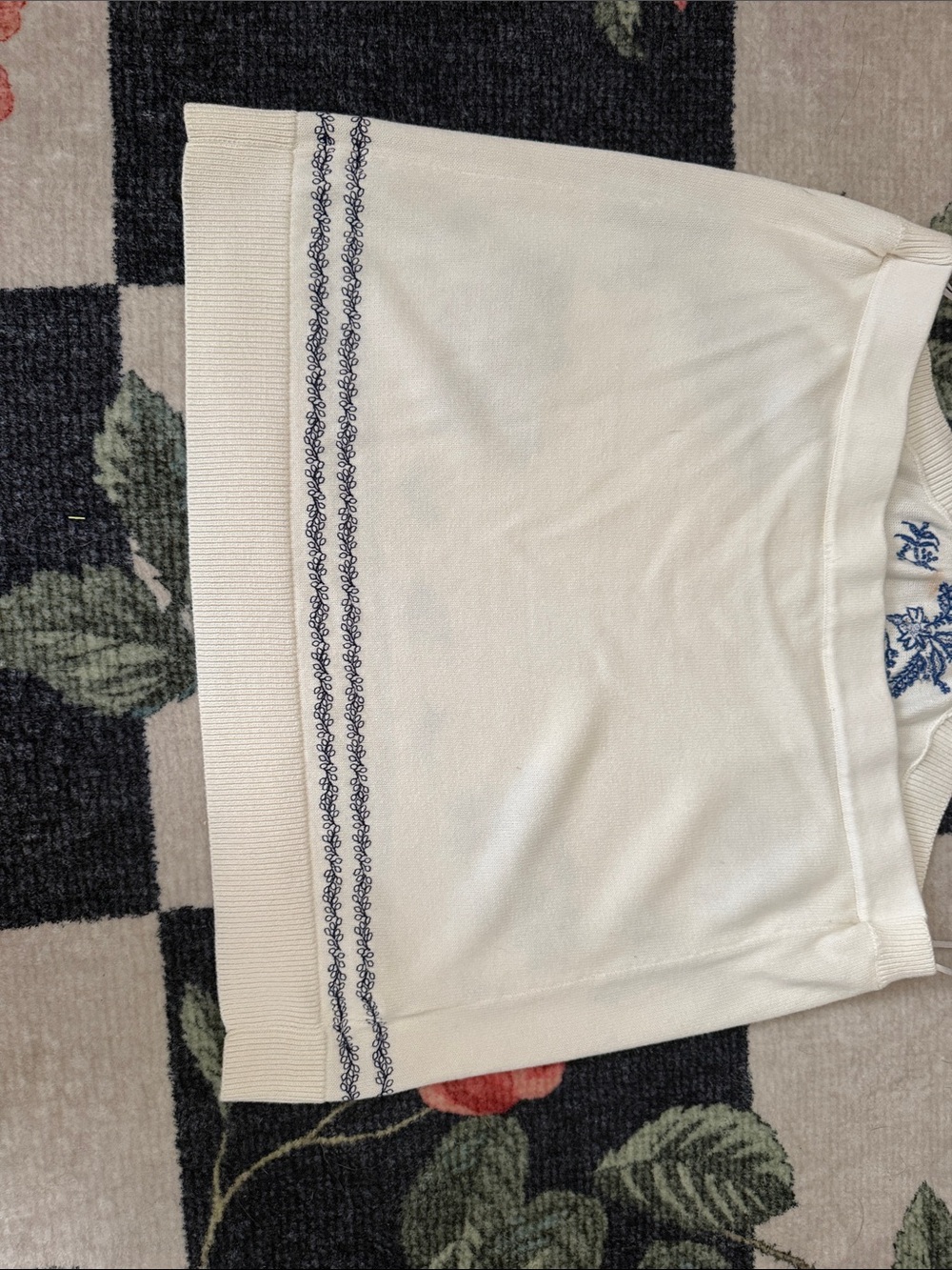 LOFT Cream Halter Camisole with Blue Floral Embroidery - Picture 4 of 4